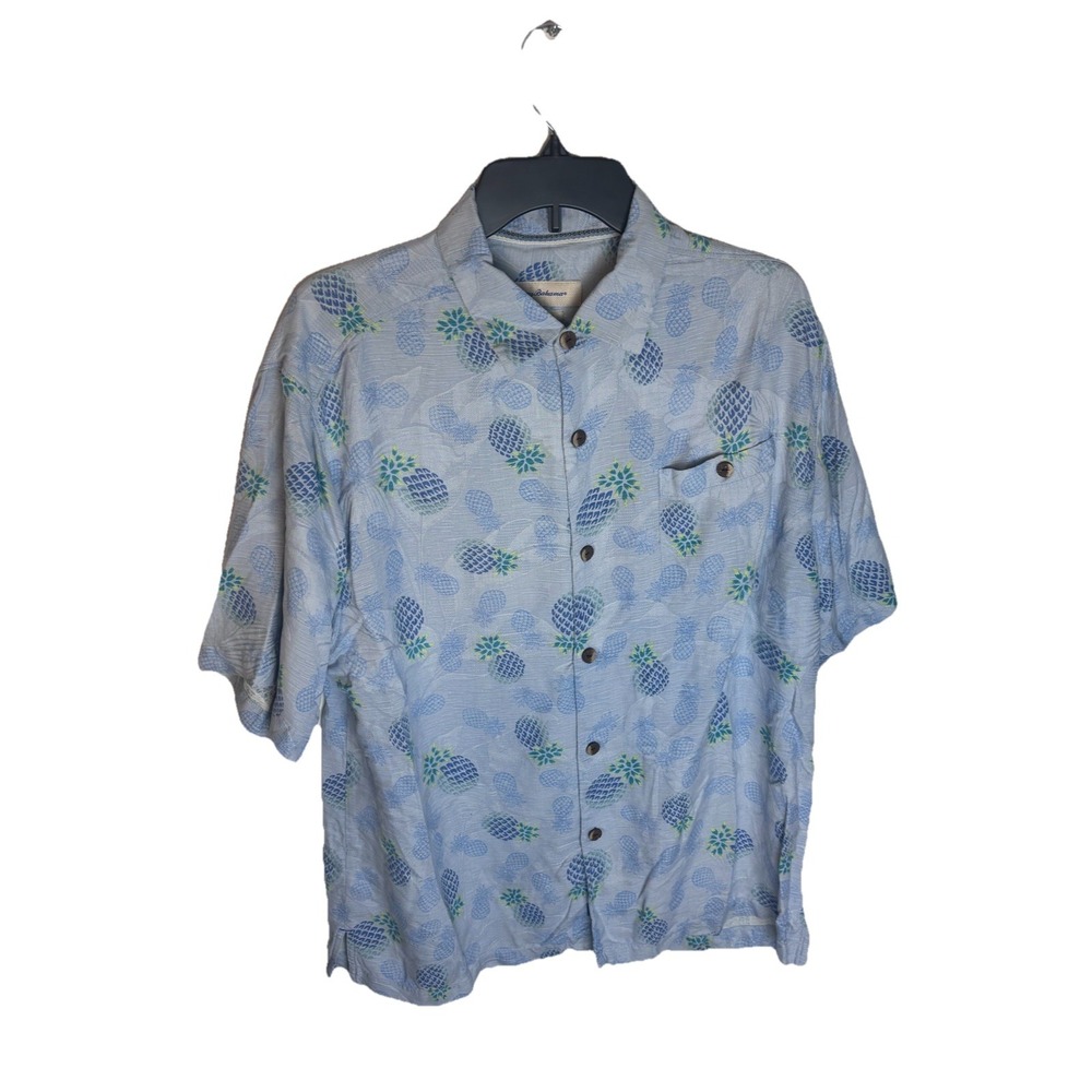 Tommy Bahama Men's Size LG Hawaiian Camp Short Sleeve Shirt 100% Silk Floral